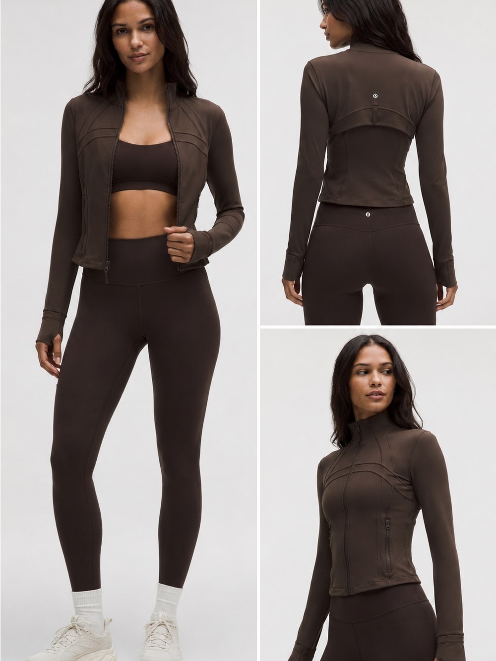 lululemon athletica Brown High-Rise Leggings with Cropped Zip Jacket Set